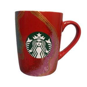 Starbucks 2021 Holiday Coffee Mug Cup Green/Red/Gold 10oz Christmas Collectible